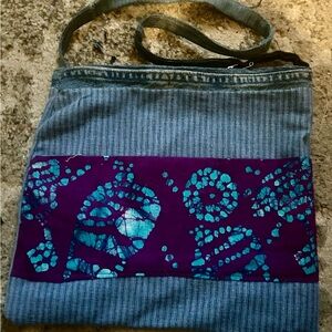 Stylish Denim and Purple Patterned Women's Bag